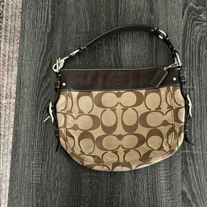 Coach Brown and Tan Monogram Shoulder Bag